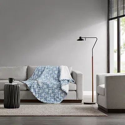 Kirkland's Geometric Heated Throw In Blue