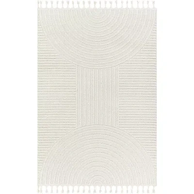 Kirkland's Geometric Lines Tassel Area Rug In White