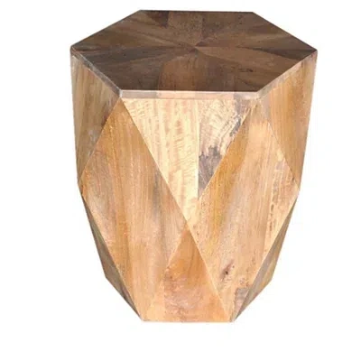 Kirkland's Geometric Mango Wood Accent Table In Brown