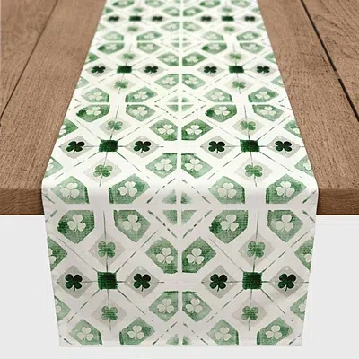Kirkland's Geometric Shamrock Table Runner In White