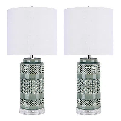 Kirkland's Geometric Table Lamps In White