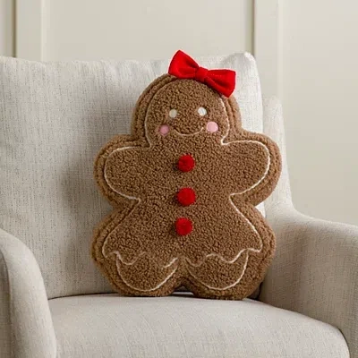 Kirkland's Gingerbread Girl Pillow In Brown