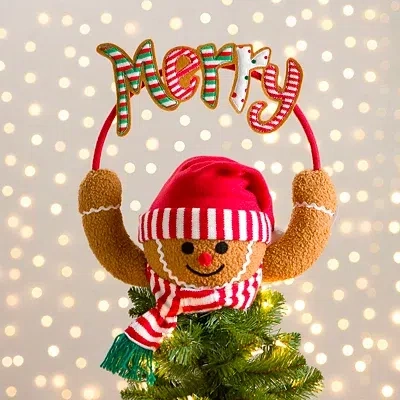 Kirkland's Gingerbread Man Merry Christmas Tree Topper In Multi