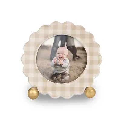 Kirkland's Gingham Round Scalloped Picture Frame In Multi