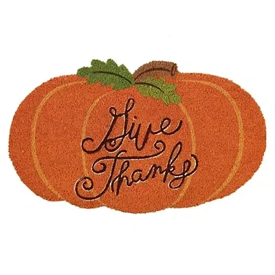 Kirkland's Give Thanks Pumpkin Doormat In Orange