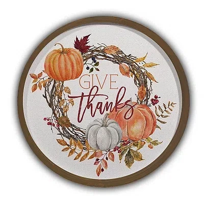 Kirkland's Give Thanks Pumpkin Wreath Wall Plaque In Multi