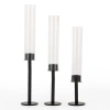 Kirkland's Glass & Black Metal Taper Candle Holders In Black