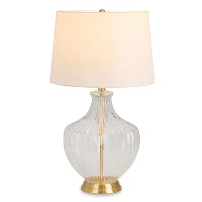 Kirkland's Glass And Brass Metal Table Lamp In White