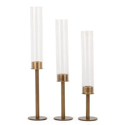 Kirkland's Glass & Gold Metal Taper Candle Holders