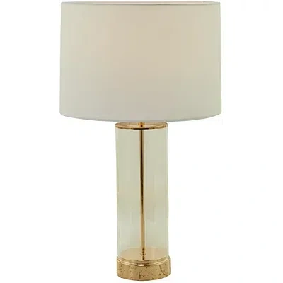 Kirkland's Glass And Gold Stem Table Lamp In White