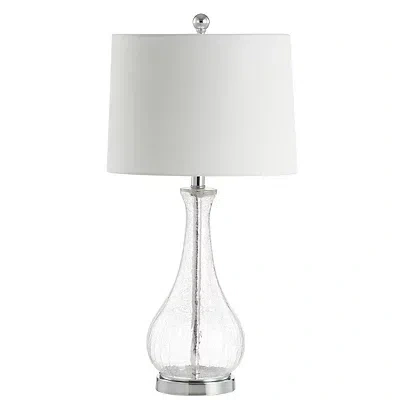 Kirkland's Glass And Silver Metal Base Table Lamp In White
