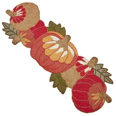 Kirkland's Glass Beaded Pumpkins Table Runner In Multi