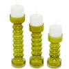 Kirkland's Glass Bubble Pillar Candle Holders In Green