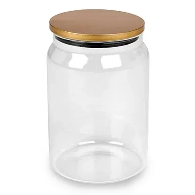 Kirkland's Glass Canister With Gold Metal Lid