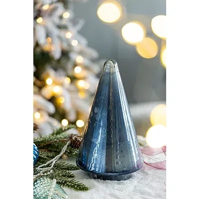 Kirkland's Glass Cone Shaped Christmas Tree In Blue