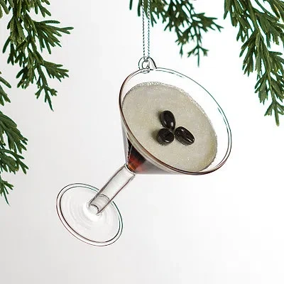 Kirkland's Glass Espresso Martini Christmas Ornament In Brown