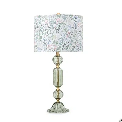 Kirkland's Glass Floral Shade Table Lamp In Multi