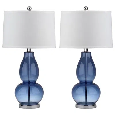 Kirkland's Glass Hourglass Table Lamps In White