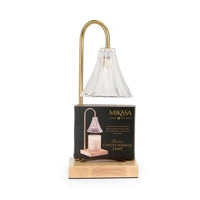 Kirkland's Glass Shade Wood Candle Warmer Lamp In Multi