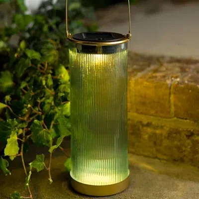 Kirkland's Glass Solar Lantern In Blue