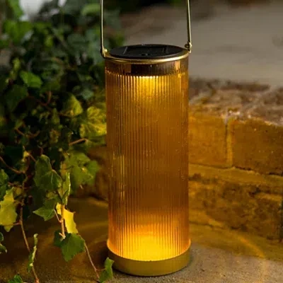 Kirkland's Glass Solar Lantern In Gold