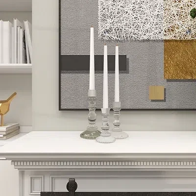 Kirkland's Glass Spindle Taper Candle Holders In Gray