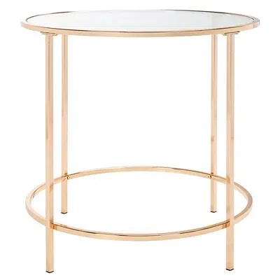 Kirkland's Glass Tabletop & Gold Metal Suzan Round Side Table