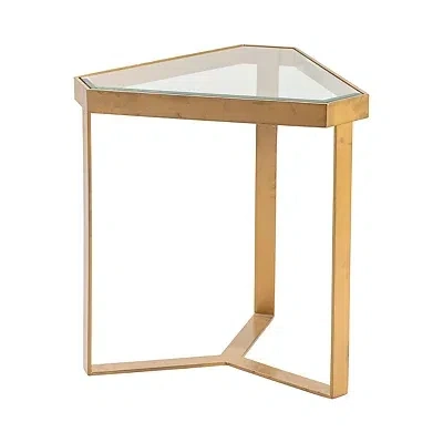 Kirkland's Glass Top Triangle Accent Table In Gold