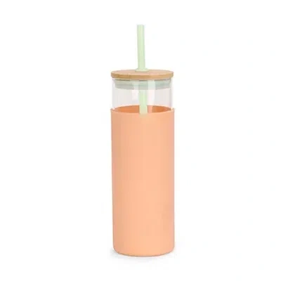 Kirkland's Glass Tumbler With Peach Silicone Sleeve In Orange
