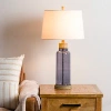 Kirkland's Glass With Wood Trim Table Lamp In Multi
