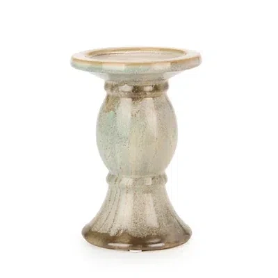 Kirkland's Glazed Ceramic Pillar Candle Holder In Brown