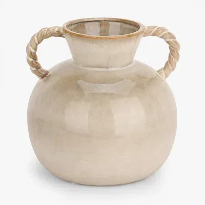 Kirkland's Glazed Ceramic Vase With Twist Handles In Brown