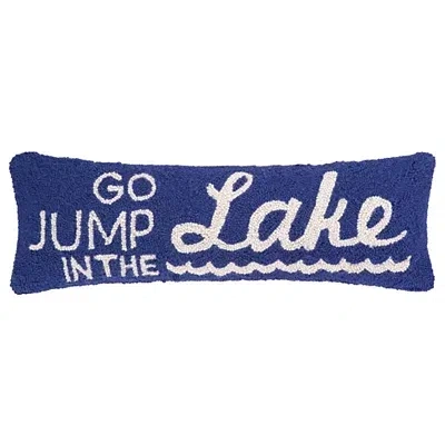 Kirkland's Go Jump In The Lake Hooked Lumbar Pillow In White