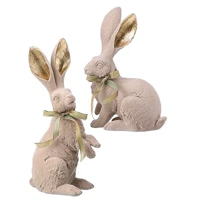 Kirkland's Golden Ear Velvet Easter Bunny Figurines In Multi