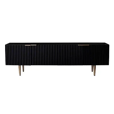 Kirkland's Golden Onyx Ribbed Side Console Table In Black