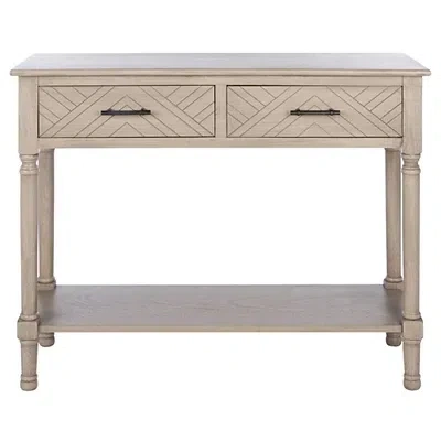Kirkland's Greige Chevron 2-drawer Console Table In Gray