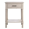 Kirkland's Greige Wood Peyton 1-drawer End Table In White