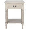 Kirkland's Greige Wood Whitney 1-drawer End Table In White