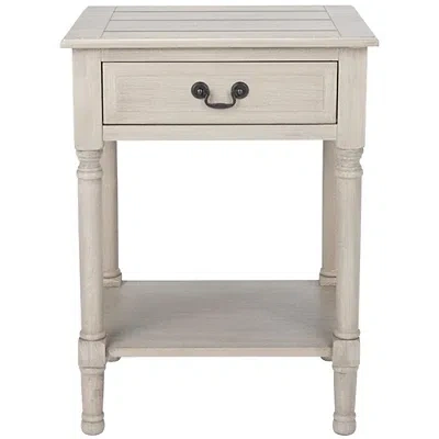 Kirkland's Greige Wood Whitney 1-drawer End Table In White