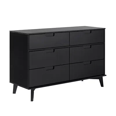 Kirkland's Grooved Handle 6-drawer Dresser In Black