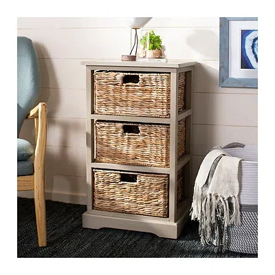 Kirkland's Hailey Wicker Basket Storage Accent Table In Neutral