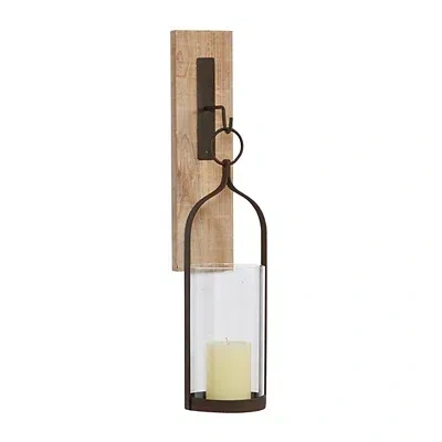 Kirkland's Hanging Lantern Fir Wood And Iron Sconce In Multi
