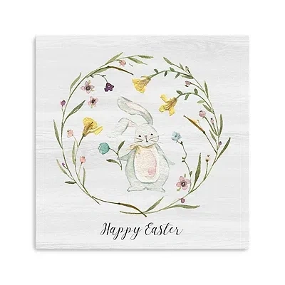 Kirkland's Happy Easter Bunny Wreath Canvas Art Print In Multi