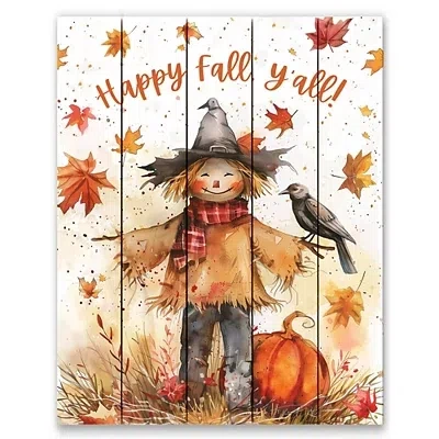 Kirkland's Happy Fall Y'all Scarecrow Wall Plaque In Multi