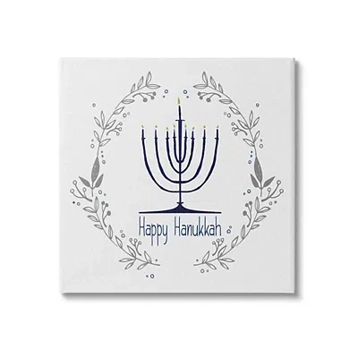 Kirkland's Happy Hanukkah Wreath Canvas Art Print In Gray