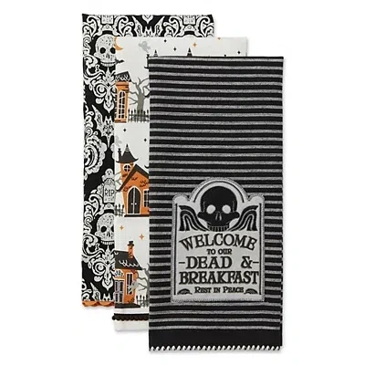 Kirkland's Haunted Halloween Assorted Dishtowels In Black
