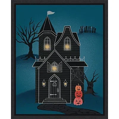 Kirkland's Haunted House Framed Canvas Print In Blue