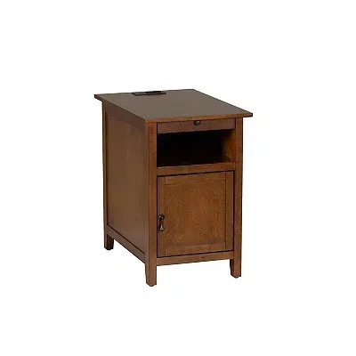 Kirkland's Hazelnut Wood Birkdale Charging End Table In Brown