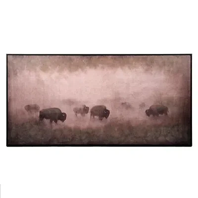 Kirkland's Hazy Buffalo Heard Framed Canvas Art Print In Multi