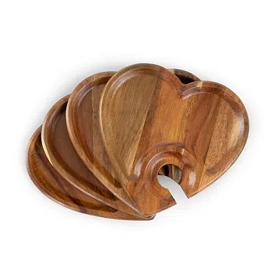 Kirkland's Heart Appetizer Plates With Wine Glass Holders In Brown